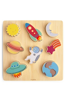 Mushie Wood Space Puzzle in Blue Multi at Nordstrom