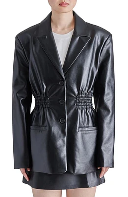 Steve Madden Frida Smocked Faux Leather Jacket Black at Nordstrom,