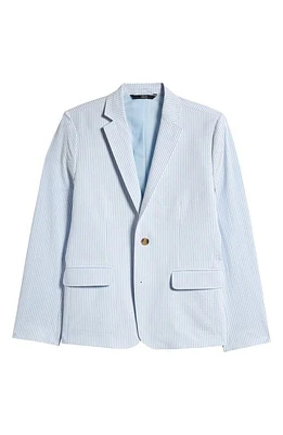 Nordstrom Kids' Stripe Seersucker Cotton Blazer Blue Frozen Pin at Nordstrom,