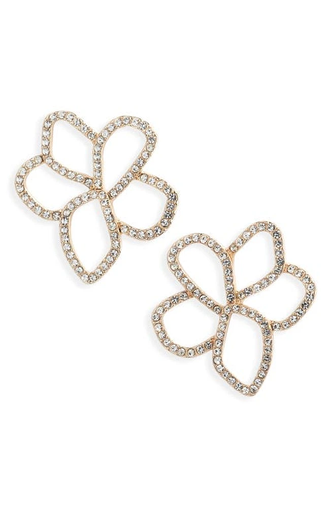 Open Edit Crystal Pavé Open Flower Earrings in Clear- Gold at Nordstrom