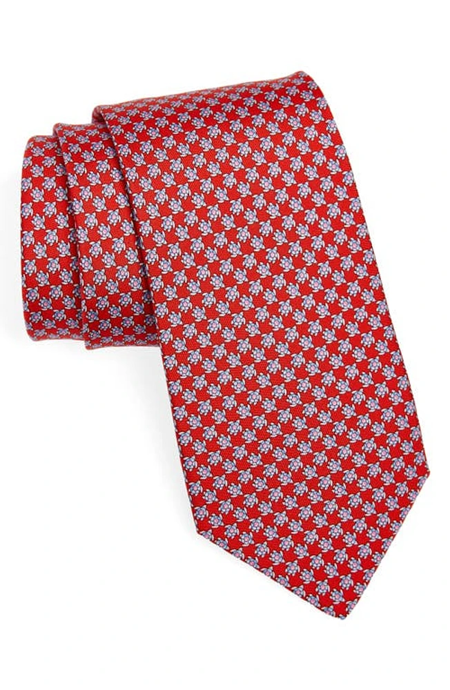 FERRAGAMO Tarta Sea Turtle Silk Tie in Rosso at Nordstrom