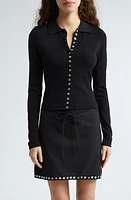 Sandy Liang Fiction Mixed Button Cardigan in Black at Nordstrom, Size Medium