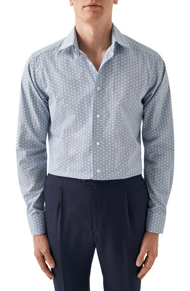 Eton Slim Fit Geometric Print Dress Shirt Lt/Pastel Blue at