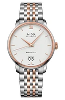 MIDO Baroncelli III Automatic Bracelet Watch, 40mm in Silver/White/Rose Gold at Nordstrom