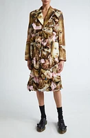 Comme des Garçons Face Print Wool Overcoat in Beige X Pink at Nordstrom, Size Small