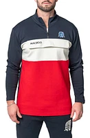 Maceoo Stealth Colorblock Half Zip Cotton Pullover Blue at Nordstrom,