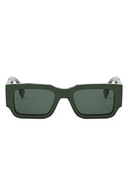 'Fendi Diagonal 51mm Rectangular Sunglasses in Shiny Dark Green /Green at Nordstrom