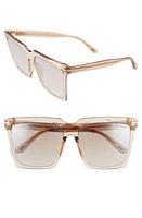 TOM FORD Sabrina 58mm Square Sunglasses in Shiny Beige/Brown at Nordstrom