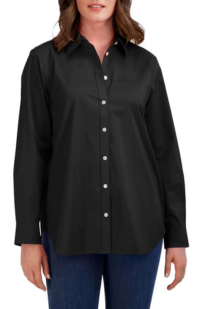 Foxcroft Oversize Cotton Blend Button-Up Shirt at Nordstrom,