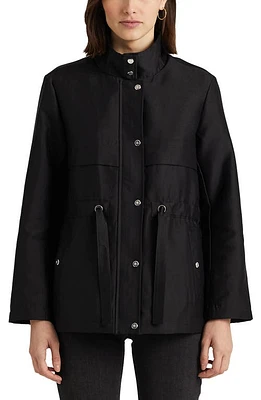 Lauren Ralph Lauren Stand Collar Raincoat in Black at Nordstrom, Size X-Small