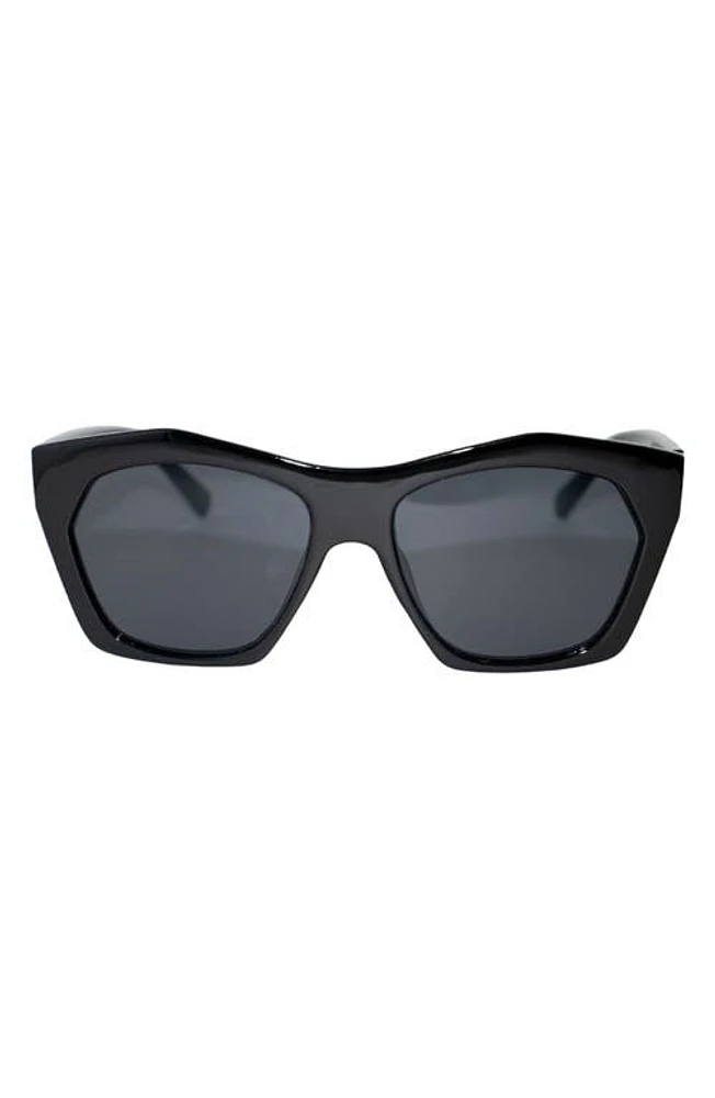 Fifth & Ninth Clara 50mm Polarized Small Geometric Sunglasses in Black/Black at Nordstrom