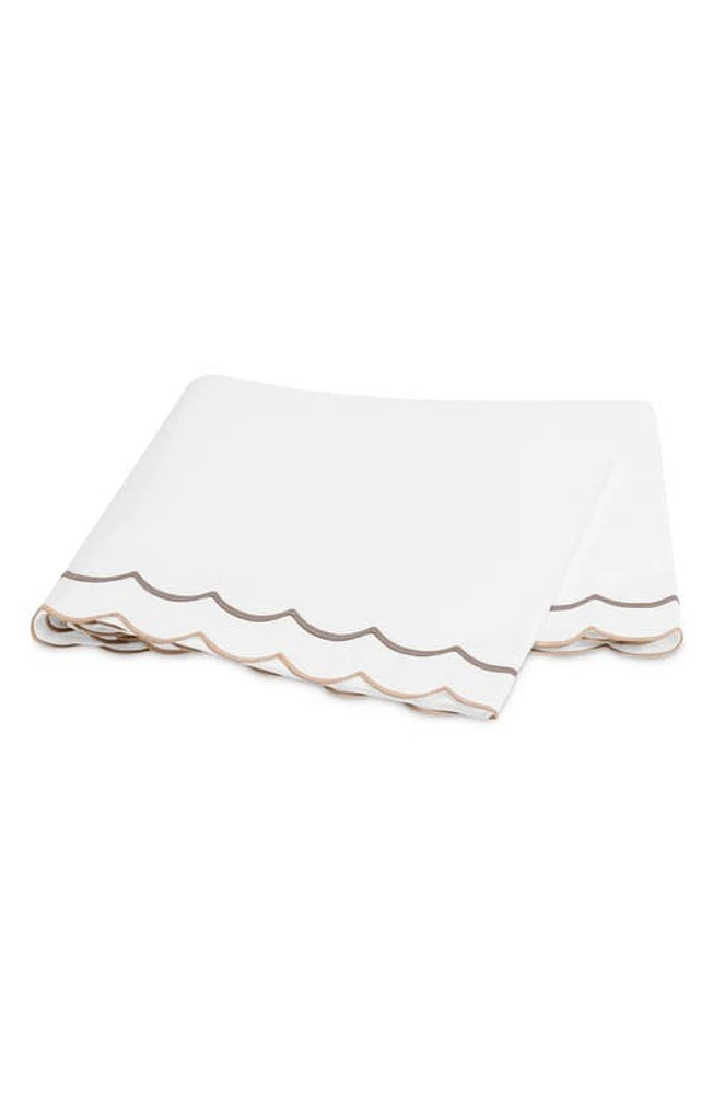 Matouk India Scallop 350 Thread Count Flat Sheet in Driftwood at Nordstrom