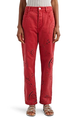 Isabel Marant Irina Eyelet Embroidered Jeans in Shell Pink at Nordstrom, Size 12 Us