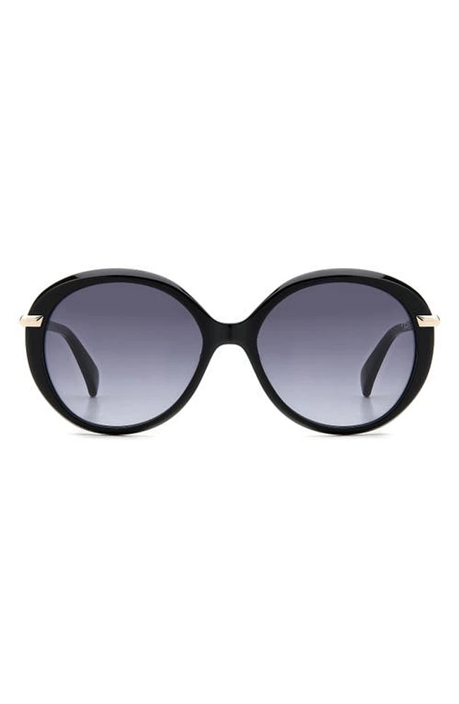 rag & bone 56mm Gradient Round Sunglasses in Black/Grey Shaded at Nordstrom