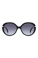 rag & bone 56mm Gradient Round Sunglasses in Black/Grey Shaded at Nordstrom