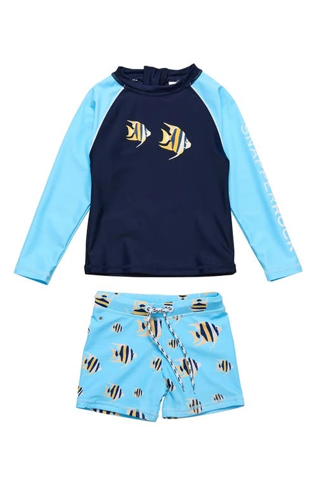 Snapper Rock Kids' Angel Fish Two-Piece Rashguard Swimsuit Blue at Nordstrom, M