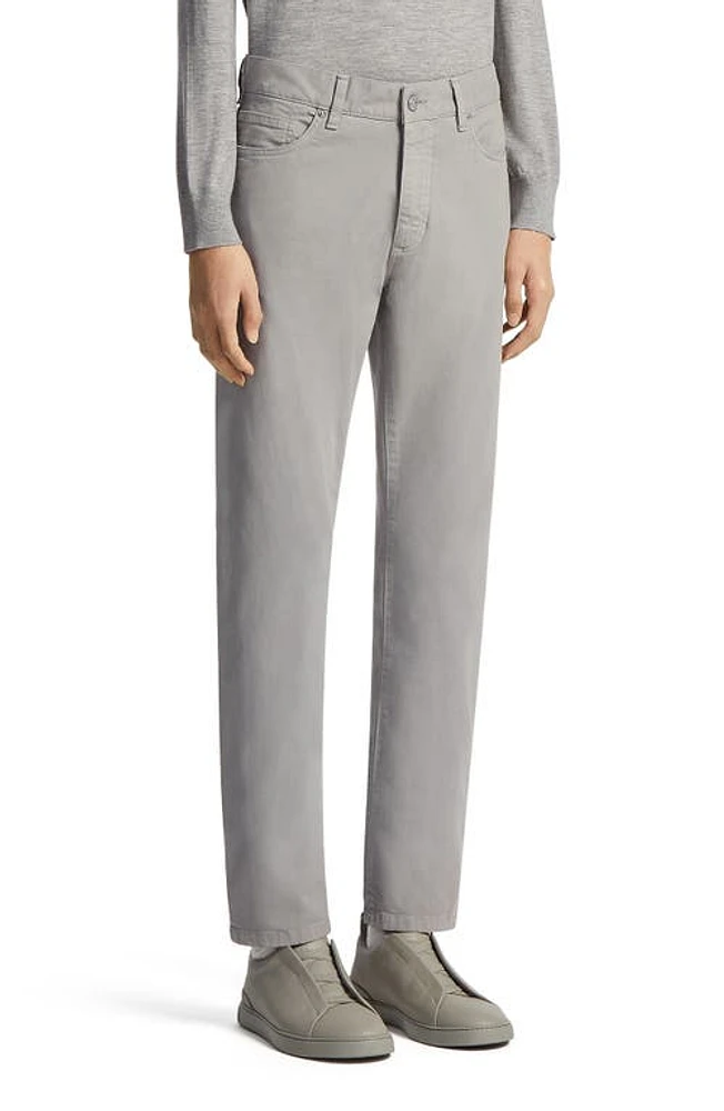 ZEGNA City Fit Stretch Cotton Pants Light Grey at Nordstrom,