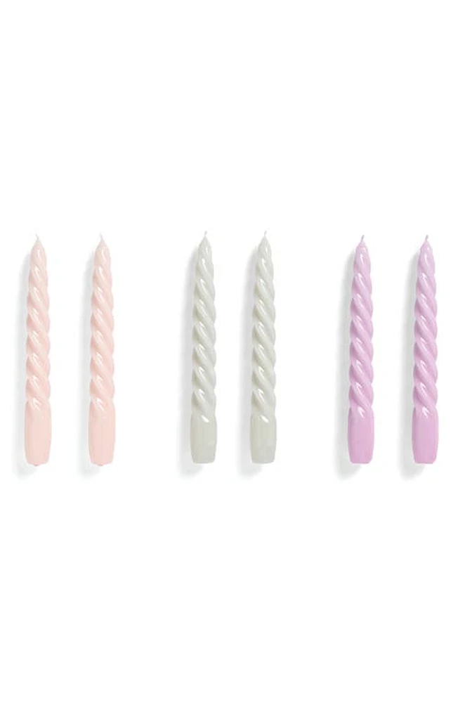 HAY Spiral 6-Pack Assorted Candles in Light Rose Light Grey Lilac at Nordstrom