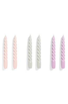 HAY Spiral 6-Pack Assorted Candles in Light Rose Light Grey Lilac at Nordstrom