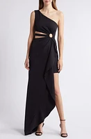 NIKKI LUND Taylor One-Shoulder High-Low Dress Black at Nordstrom,