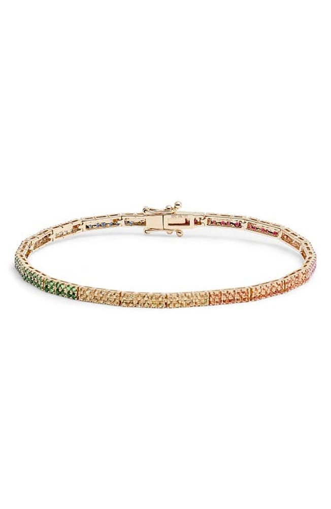 EF Collection Double Row Rainbow Jewel Eternity Bracelet in Yellow Gold/Rainbow at Nordstrom, Size 6.5 In