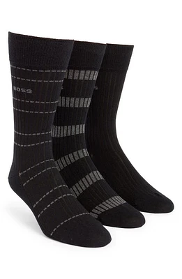 BOSS Assorted 3-Pack Rib Dress Socks in Black at Nordstrom, Size 7-13