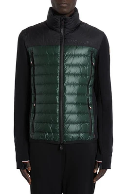 Moncler Grenoble Quilted 750 Fill Power Down & Knit Cardigan Green Black at Nordstrom,