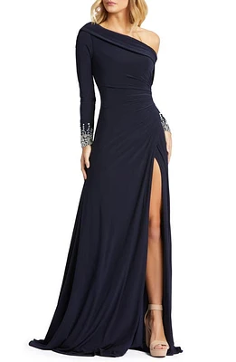 Mac Duggal One-Shoulder Long Sleeve Jersey Gown at Nordstrom