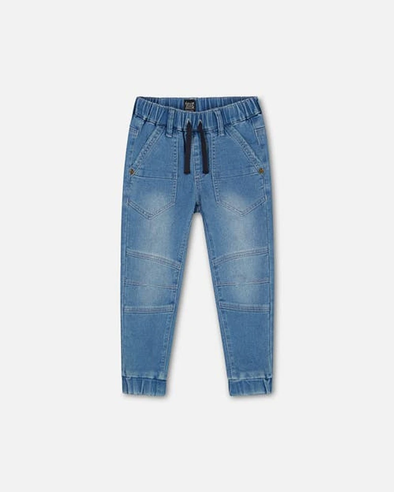 Deux Par Deux Boy's Light Blue Stretch Denim Jogger Pants in Light Blue Denim at Nordstrom