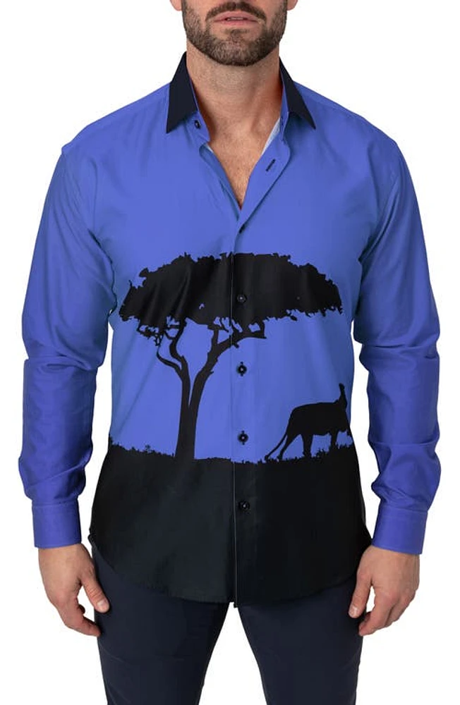 Maceoo Fibonacci Cotton Button-Up Shirt Mufasa Blue at Nordstrom,