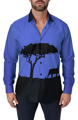 Maceoo Fibonacci Cotton Button-Up Shirt Mufasa Blue at Nordstrom,