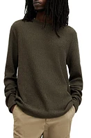 AllSaints Sullivan Waffle Knit Sweatshirt Ash Khaki Green at Nordstrom,