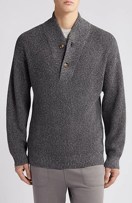 Lunya Cotton Blend Henley Sweater Speckled Tinsel at Nordstrom,