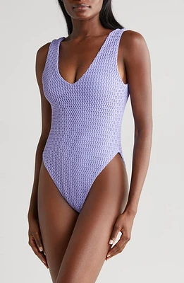 MONTCE Kim Textured Knit One-Piece Swimsuit Lavendar Crochet at Nordstrom,