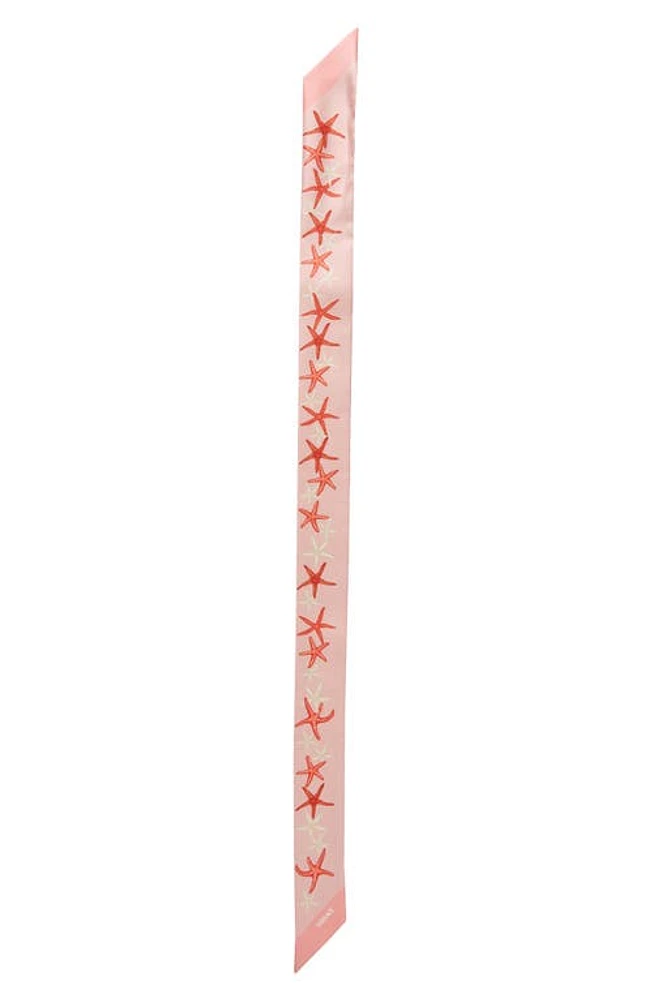 Versace Barocco Starfish Print Silk Twilly in Dusty Rose Coral Bone at Nordstrom