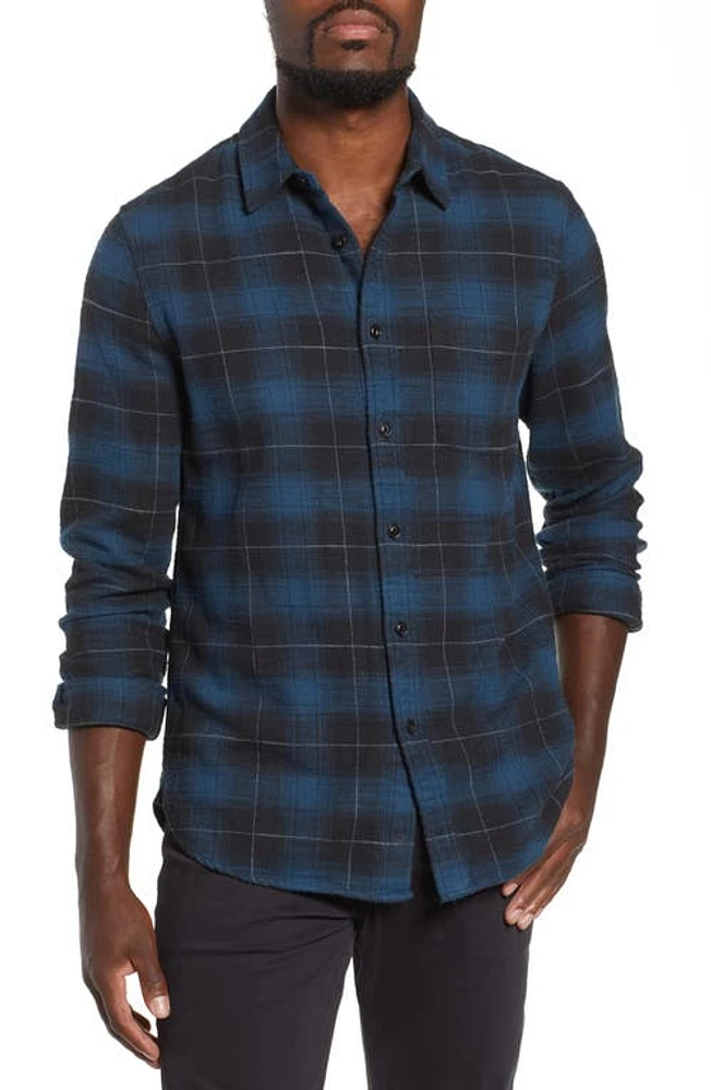 AG Colton Plaid Slim Fit Sport Shirt Black/deep Abyss at Nordstrom,