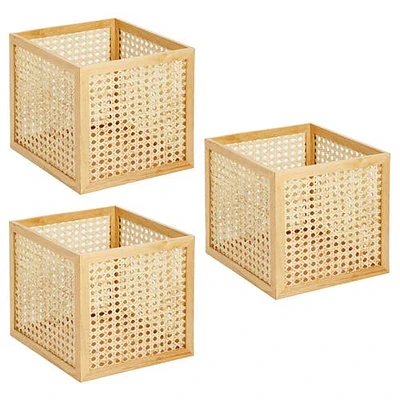 mDesign Natural Cane Square Storage Organizer Bin, 3 Pack at Nordstrom