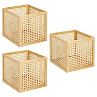 mDesign Natural Cane Square Storage Organizer Bin, 3 Pack at Nordstrom