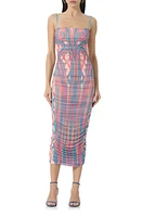 AFRM Hazel Printed Ruched Mesh Midi Dress Sculpted Cable at Nordstrom,