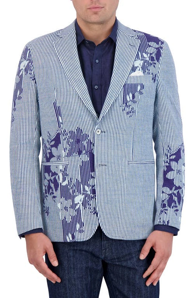 Robert Graham Daylen Floral Stripe Seersucker Sport Coat Blue at Nordstrom,