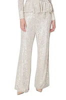 Julia Jordan Straight Leg Sequin Pants Ivory/Silver at Nordstrom,