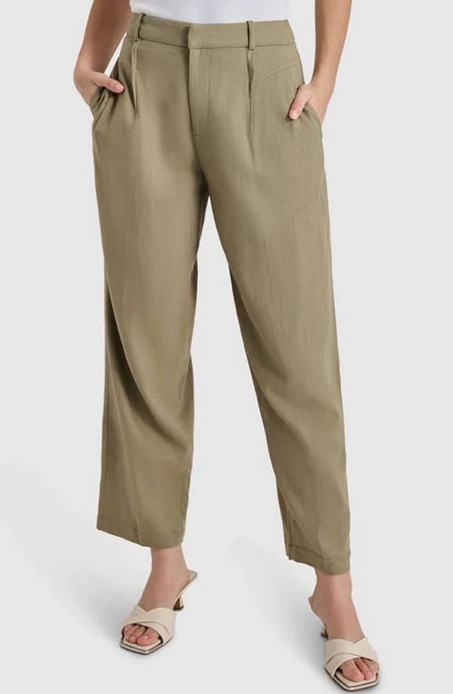 DKNY Pleated Straight Leg Trousers Light Fatigue at Nordstrom,