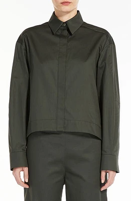 Max Mara Leisure Dandy Shirt Dark Green at Nordstrom,