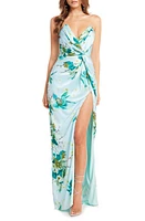 Katie May Finn Floral Strapless Sheath Gown Orchid Breeze at Nordstrom,