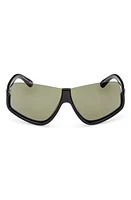 Moncler Vyzer Shield Sunglasses in Shiny Black /Green Lenses at Nordstrom