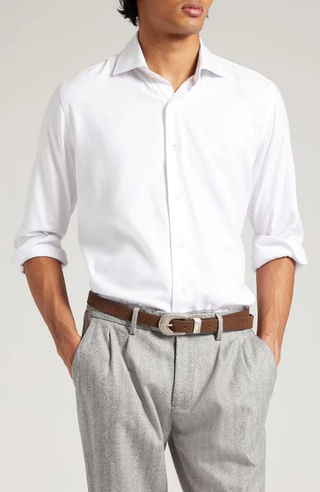 Eleventy Cotton Blend Button-Up Shirt in White at Nordstrom, Size Small