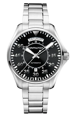 Hamilton Khaki Aviator Automatic Bracelet Watch, 40mm in Silver/black/silver at Nordstrom