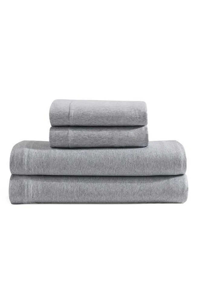 Calvin Klein Mélange Cotton Blend Jersey Sheet Set in Blue at Nordstrom