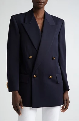 Bottega Veneta Knot Button Double Breasted Wool Grain de Poudre Blazer Abyss at Nordstrom, Us