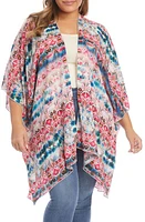 Karen Kane Open Front Print Jacket in Print Pink at Nordstrom